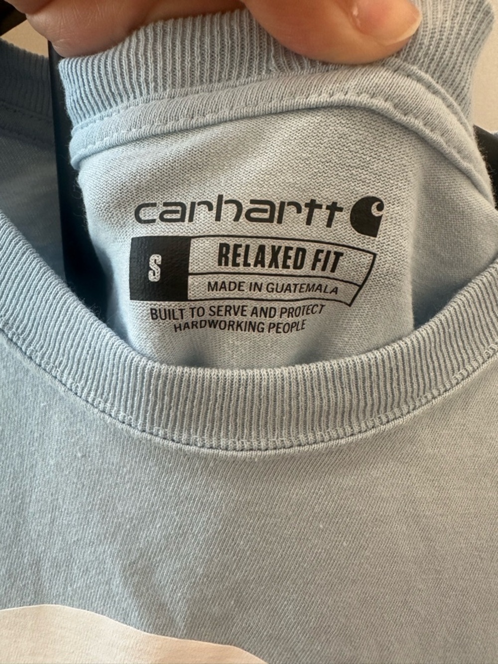 Carhartt Short Sleeve Logo Tee in Light Blue with White and Lime Graphic T-Shirt - Picture 6 of 16